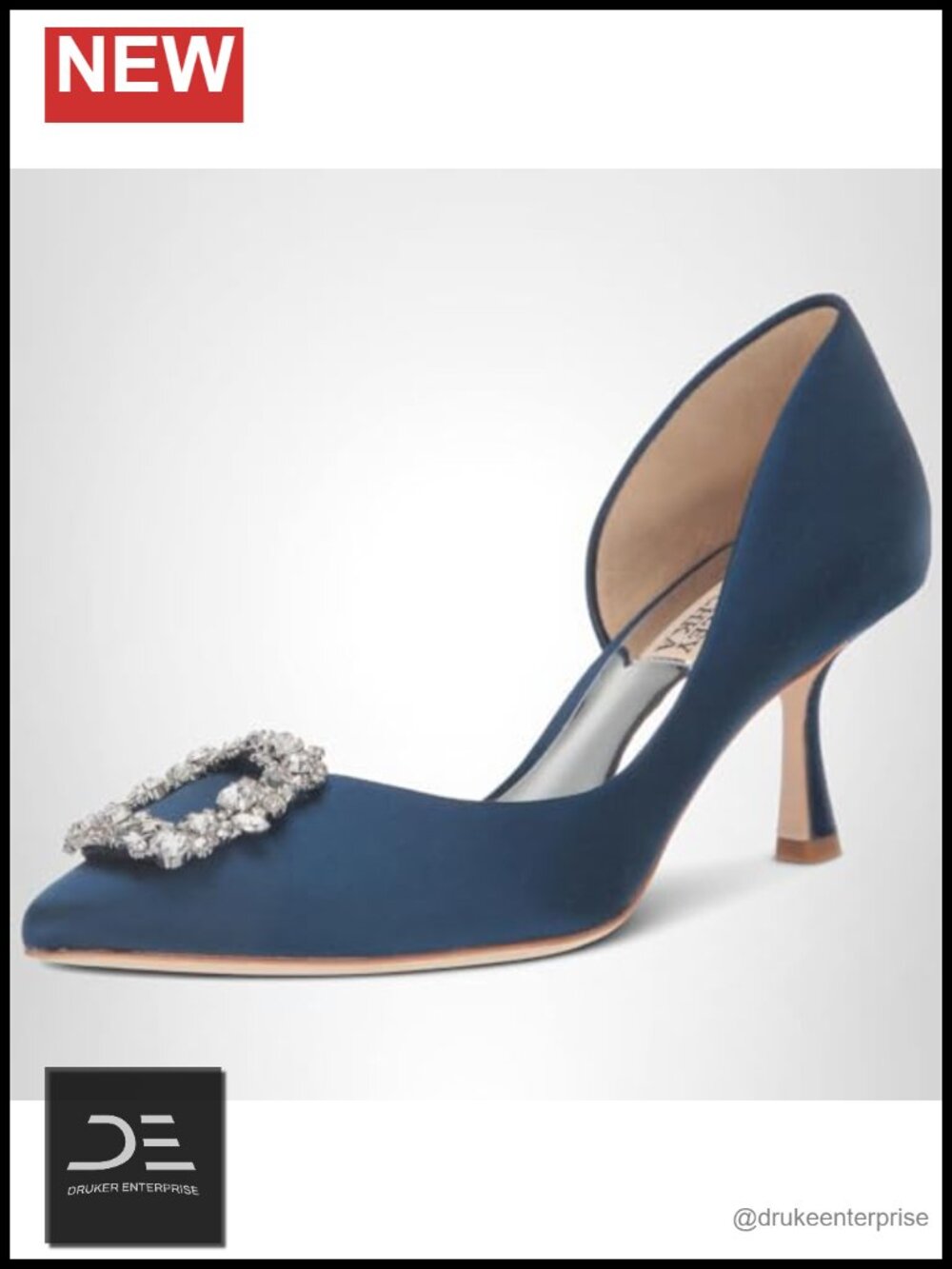Badgley Mischka Fabia II Kitten Heels Crystal Buckle Slingback Leather